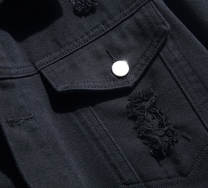 Wholesale Custom logo <b>Blue</b> Jean Jacket Plain <b>Men</b> Denim Jacket Black Dye <b>Men's</b> Denim Jacket Button Closure Washed Denim Slim Fit - Product Image 4