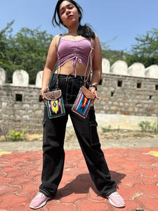 New Western <b>Tooled</b> Jacquard <b>Leather</b> Phone Crossbody Sling Purses Vintage Multi Aztec Fabric Unique Quilted Small Wristlet Purses - Product Image 4