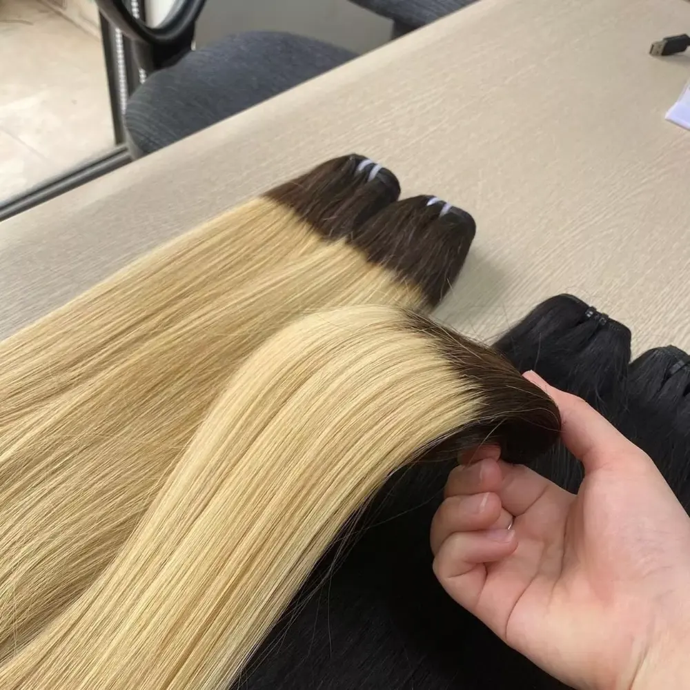 Nagel haut ausgerichtet Raw Virgin Straight Ombre 1b Blonde Echthaar Bündel Extensions Vietnam Hair Remy Haar verlängerungen-Kaufen