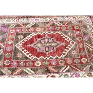 Tapis en Latex de Laine Turque Vintage 3.9 X 6.1ft Classique Rouge Brun Grande Surface Patchwork pour Adolescents Forme Rectangulaire Design Abstrait - Product Image 5