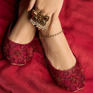 Light Weight Summer Red Suede Velvet Slip-On Comfortable Faux Leather Lining High Quality <b>Khussa</b> - Product Image 6