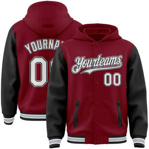 Veste universitaire OEM de haute qualité pour hommes avec sweat à capuche et manches en cuir Veste Letterman de baseball personnalisée pour les grandes tailles - Product Image 3
