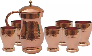 เหยือกทองแดงมีดีไซน์แบบตอกพร้อมที่จับสำหรับงานปาร์ตี้ - Product Image 2