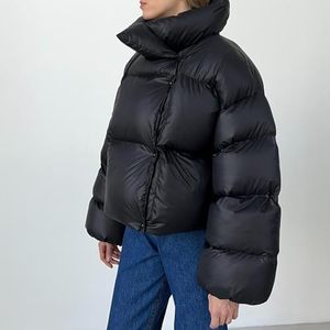Vente en gros Veste rembourrée moelleuse de haute qualité pour femmes-Manteau d'hiver matelassé court et chaud avec capuche amovible et col montant - Product Image 3