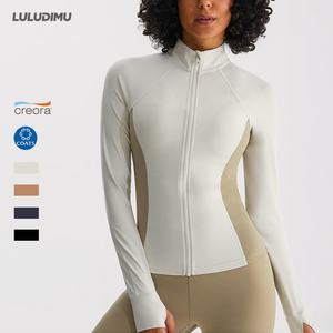 Chaqueta de Yoga para Mujer, Transpirable, Ligera, Elástica en Cuatro Direcciones, Antibacteriana, Manga Larga, Corte Ajustado, Cuello Alto, Resistente al Viento - Product Image 1