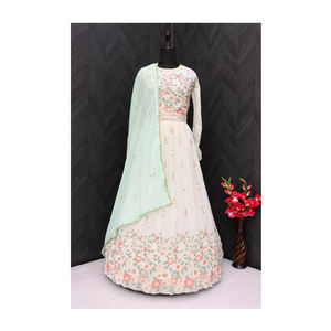 2023 última llegada mejor calidad ropa de boda pesado Faux Georgette Anarkali vestido con secuencia y bordado trabajo - Product Image 1