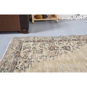<b>Vintage</b> Boho Beige Cotton Patchwork Rug 4.4 X 7.4 ft Handmade Rectangular Hallway for Bedroom Living <b>Bed</b> Latex Wool Polyester - Product Image 2