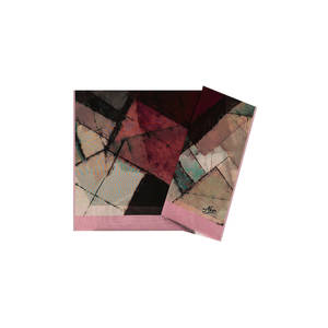 Châle-écharpe et foulard rectangulaire géométrique à franges en polyester rose - Product Image 1