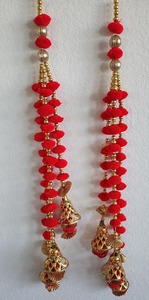 Pom hecho a mano de 2 pies y campana dorada Gota cadena decoración de boda india, decoración Mehndi, Fondo de fiesta, guirnalda de Festival Diwali - Product Image 5