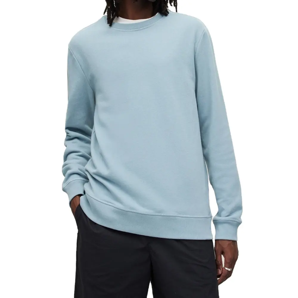 2023 Wholesale Printed OEM Design Men Oversized Fleece Regular Sleeves Solid Color Blank mens workout sweatshirt