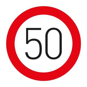 Panneau de signalisation réfléchissant en aluminium pour limite de vitesse de 50 km/h, pour la sécurité et la prudence - Product Image 1