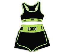 Conjunto de Sujetador y Pantalones Cortos para Mujer, Transpirable, con Logotipo Frontal, Soporte Medio, para Yoga, Nueva Colección, Precio Bajo, Gran Cantidad, Tendencia Actual