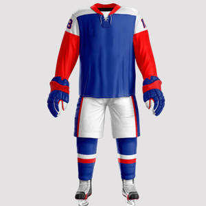 Conjunto de ropa deportiva de hockey sobre hielo de secado rápido de poliéster personalizable cómodo con uniformes de hockey sobre hielo por sublimación de nombre de equipo - Product Image 1