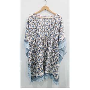 Vestido Kaftán 100% Algodón para Mujer, Talla Única, Kimono de Noche, Túnica con Estampado a Mano, Traje de Baño - Product Image 6