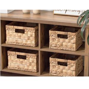 Paniers en osier en jacinthe d'eau tissés à la main décoratifs avec poignées intégrées, paniers de rangement économiques - Product Image 3