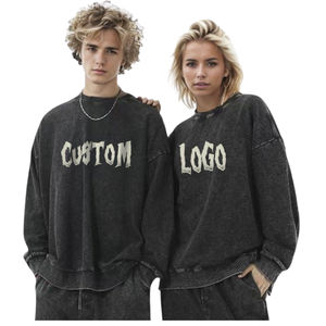 เสื้อสเวตเชิ้ตผ้าฝ้าย 100% ล้างสีแบบวินเทจ สำหรับผู้ชายและผู้หญิง ปี 2026 คุณภาพพรีเมียม นุ่ม สบาย ลำลอง ทันสมัย ทรงโอเวอร์ไซส์ สไตล์สตรีทแวร์ - Product Image 2