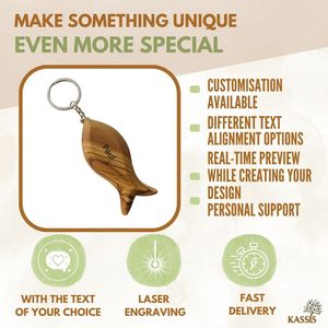 Personalized Eco-Friendly Olive Wood Fish Keychain 8 X 3 cm <b>Custom</b> Engraved Gravure Printed Christian <b>Key</b> Ring Handmade - Product Image 4