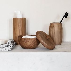 Ensembles d'accessoires de salle de bain en bois émaillé imprimé pour la décoration Ensemble de salle de bain de luxe pour la maison ou l'hôtel - Product Image 3