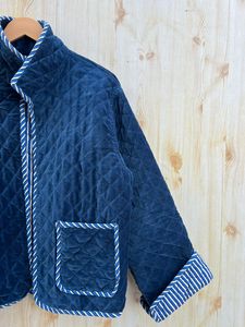 Veste matelassée indienne faite à la main en velours de coton de première qualité unisexe col montant manteau d'hiver bouton décoration nouvelle Collection réversible - Product Image 2