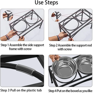 Cuenco de acero inoxidable ajustable para perros, comedero grande para mascotas, plato doble redondeado para gatos, comederos elevados para comida de agua y Mascotas - Product Image 5