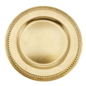 Dernier look plaque de chargeur de forme ovale en acier inoxydable en métal fini doré pour restaurant et bar d'hôtel - Product Image 4