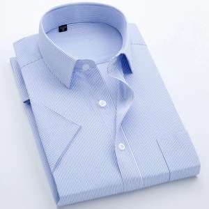 Chemise d'été rayée à manches courtes pour hommes S ~ 8XL Col carré Coupe régulière sans repassage Poche anti-rides T-shirts sociaux pour hommes - Product Image 5