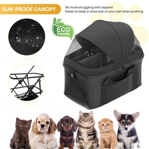 รถเข็นสำหรับสัตว์เลี้ยงขนาดกะทัดรัดสี่ล้อแบบ TH-PPS-369สำหรับสุนัขและแมวตัวเล็กพร้อมกรอบพับได้และสายรัดนิรภัย - Product Image 5