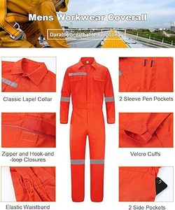 Overoles de Trabajo para Hombre, Trajes de Mecánico, Overoles de Manga Larga, Ropa de Trabajo con Múltiples Bolsillos - Product Image 3