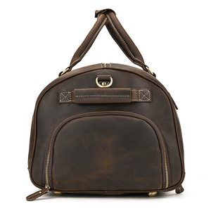 Sac de sport de luxe vintage en cuir véritable pour homme de 62cm super large bagage de week-end pour hommes sacs de voyage à bandoulière de style sportif - Product Image 6