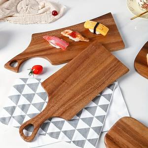 Longues planches de service à pain et fromage rectangulaires plateaux en bois et ensemble de vaisselle avec poignée du Vietnam - Product Image 2