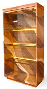 Wood Grain Pre-Assembled Freestanding 3-Shelf Glass Door Etagere <b>Display</b> <b>Rack</b> Card Guides 12mm Panel Decorative Storage for - Product Image 2