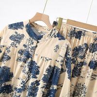 Ensemble de robe de nuit pour femmes, magnifiquement conçu, en tissu 100% coton, imprimé floral paon, décontracté, respirant, deux pièces