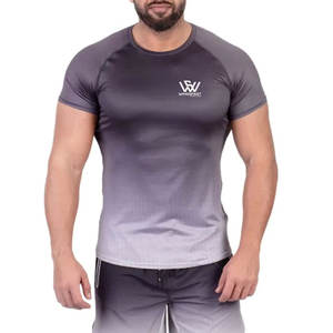 T-shirt de gymnastique de séchage rapide de col en O de quantité minimale de commande bas sur mesure pour les hommes - Product Image 4