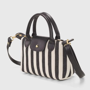 Sac fourre-tout en cuir PU de haute qualité pour femmes de luxe célèbre marque noir rayé avec fermeture à glissière personnalisable sac à bandoulière - Product Image 1