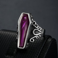 Bijoux à faible quantité minimale de commande sans ternissement en acier inoxydable hommes momie vampire cercueil anneau
