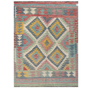 Alfombra Kilim de Maimana, Afganistán, 204 x 146 cm, Alfombras y Conjuntos Tradicionales Afganos - Product Image 1