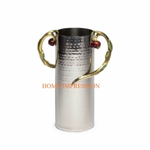 <b>Set</b> of <b>3</b> Black Polished Hammered Designing Different Sizes Flower <b>Vases</b> Restaurant Table Top Decoration <b>Vases</b> and Pots for Sale - Product Image 6