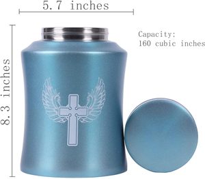 โกศต้นไม้แห่งชีวิตสําหรับเถ้ามนุษย์ - โกศเผาศพผู้ใหญ่สําหรับงานศพ ฝังศพหรือที่บ้าน - โกศข้าม (160 ลูกบาศก์นิ้ว สีฟ้า(Cross)) - Product Image 4
