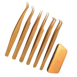Pinzas para pestañas de acero inoxidable de gran venta, juego de 6 piezas, Punta puntiaguda, material de baja tasa y alta calidad, servicios OEM y ODM - Product Image 2