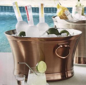 Seau à glace en cuivre antique fabriqué à la main pour un comptoir de bar luxueux avec un design martelé élégant et fini - Product Image 3