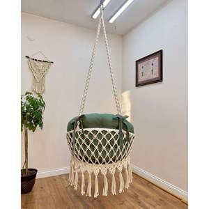 Cómoda Silla Colgante de Macramé para Interiores y Exteriores, Silla de Jardín Colgante de Material PE para Muebles de Sala de Estar - Product Image 3