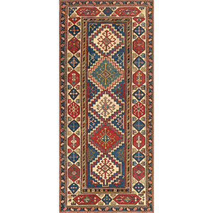 พรมขนสัตว์ถักมือสีน้ำเงินลายเรขาคณิต รุ่น PAEM-221 สำหรับใช้ในบ้าน คอลเลคชั่นพรมจาอีปุร์ สหรัฐอเมริกา - Product Image 1