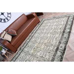 Alfombra vintage grande de 5.4x8.5 pies, alfombra turca verde con lunares - Product Image 4