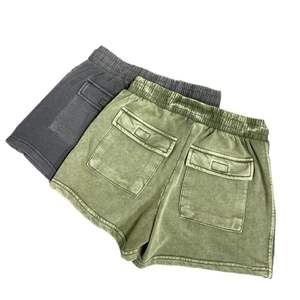 Personnalisé Cordon Coton Vintage Lavé À L'acide Shorts Strass Imprimer Shorts Dtg Imprimer Sweat Stone Wash Shorts pour Hommes - Product Image 5