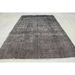 Alfombra Turca Extra Grande de 7.6x11.8 pies, Alfombra de Lana Ikat Vintage Gris y Negra - Product Image 1