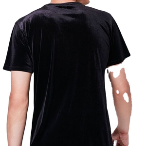 Conception sur mesure logo Velours doux hommes t-shirts Confortable hommes t-shirt Imprimer T-shirts personnalisés décontracté velours tissu t-shirt - Product Image 4