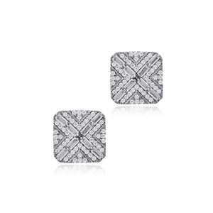 Venta al por mayor 925 Joyas de plata esterlina Diseño cuadrado Zircon Stone Stud Pendientes - Product Image 3