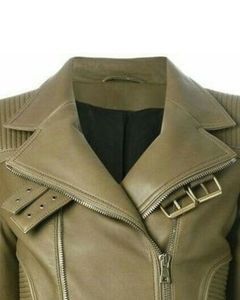 Chaqueta de Motociclista de Cuero Verde Oliva para Mujer con Paneles Acolchados, Estilo Elegante y Ajustado, Ropa Exterior de Motociclista, Ropa de Moda de Primera Calidad - Product Image 4