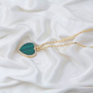 Collar con abalorio de piedra de circonita, corazón malaquita, turco, hecho a mano, joyería de plata de ley 925, venta al por mayor - Product Image 2