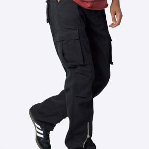 Pantalones cargo acampanados de lona para hombre a la moda, pantalones de chándal transpirables duraderos para uso informal y uso diario, cintura media - Product Image 6